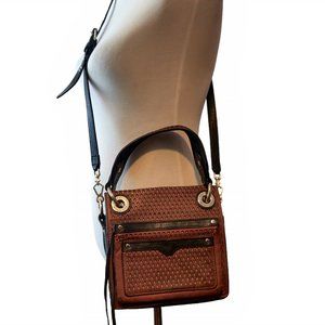Rebecca Minkhoff Brown Black Leather Square Removeable Crossbody Handbag Purse